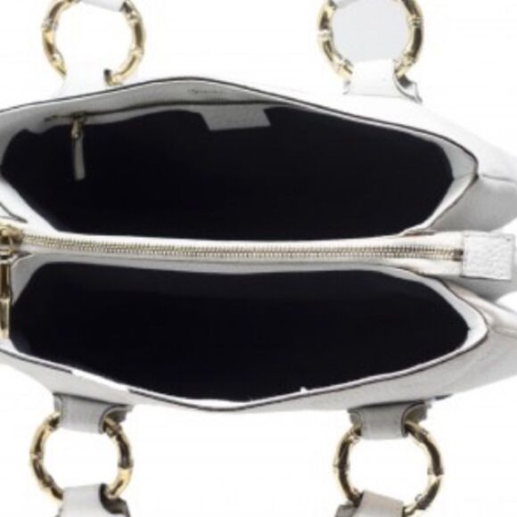 Tom Ford for Gucci Creamy White Leather Web Sherry Line Bamboo Tote Bag RARE - Picture 10 of 16